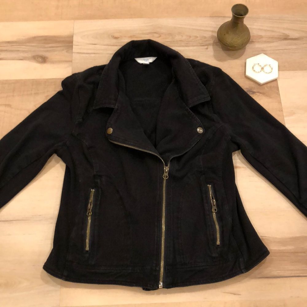 Black Zip-Up Jacket Time and Tru Size S - Picture 1 of 5
